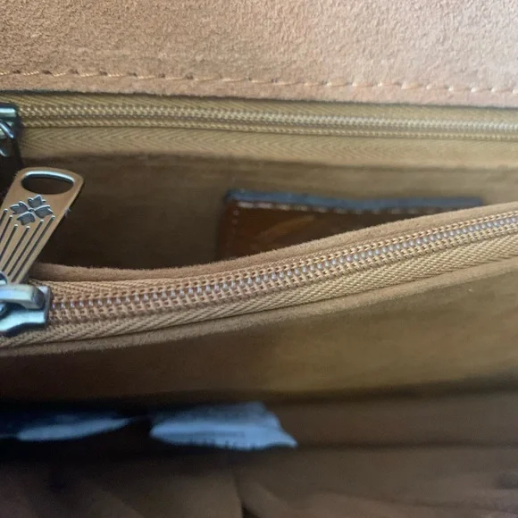 Patricia Nash Teal Blue Floral Leather Top-Handle Crossbody NWT - Picture 10 of 12